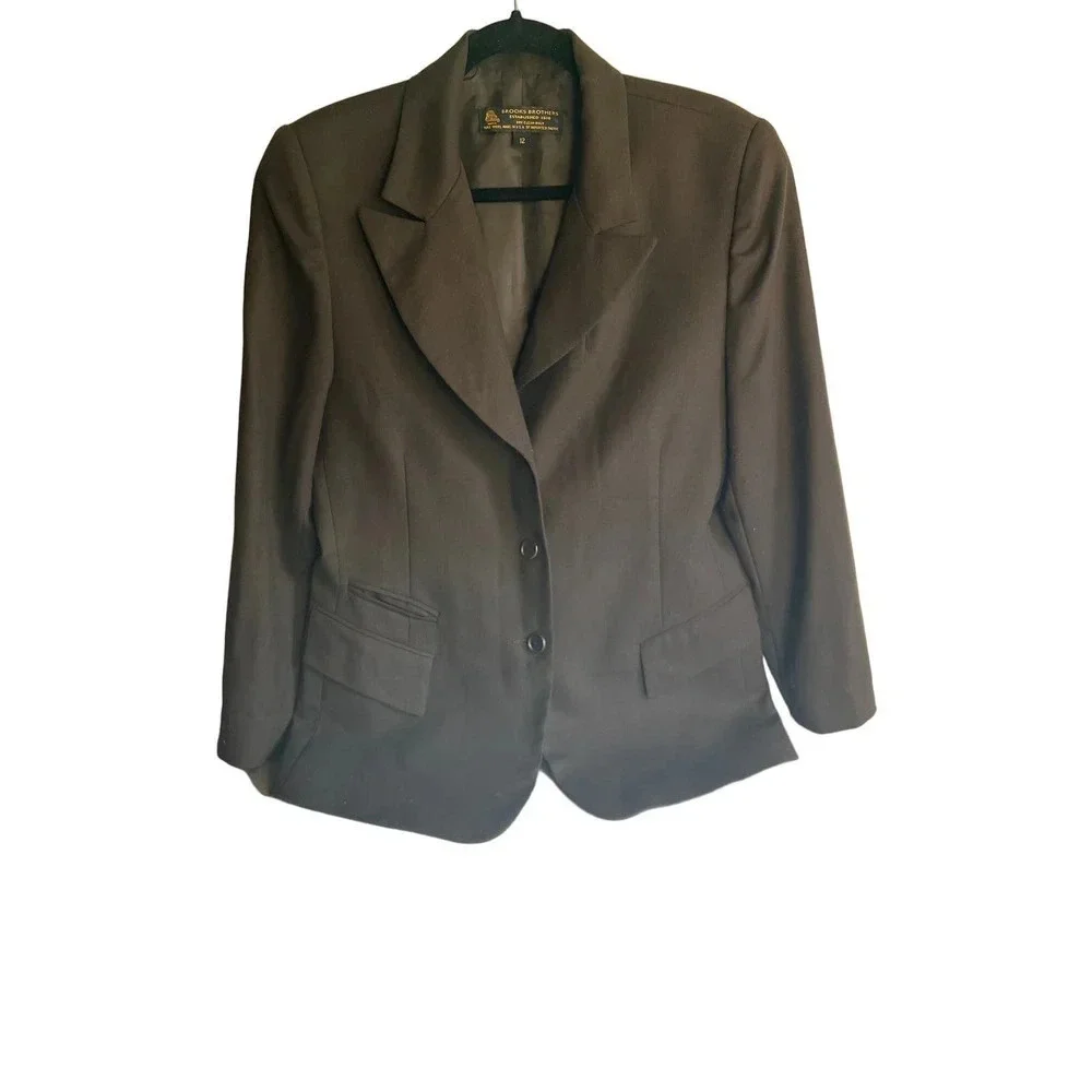 Brooks Brothers Wool Blazer Brown Size 12 Career Business Interview Work - Picture 1 of 5